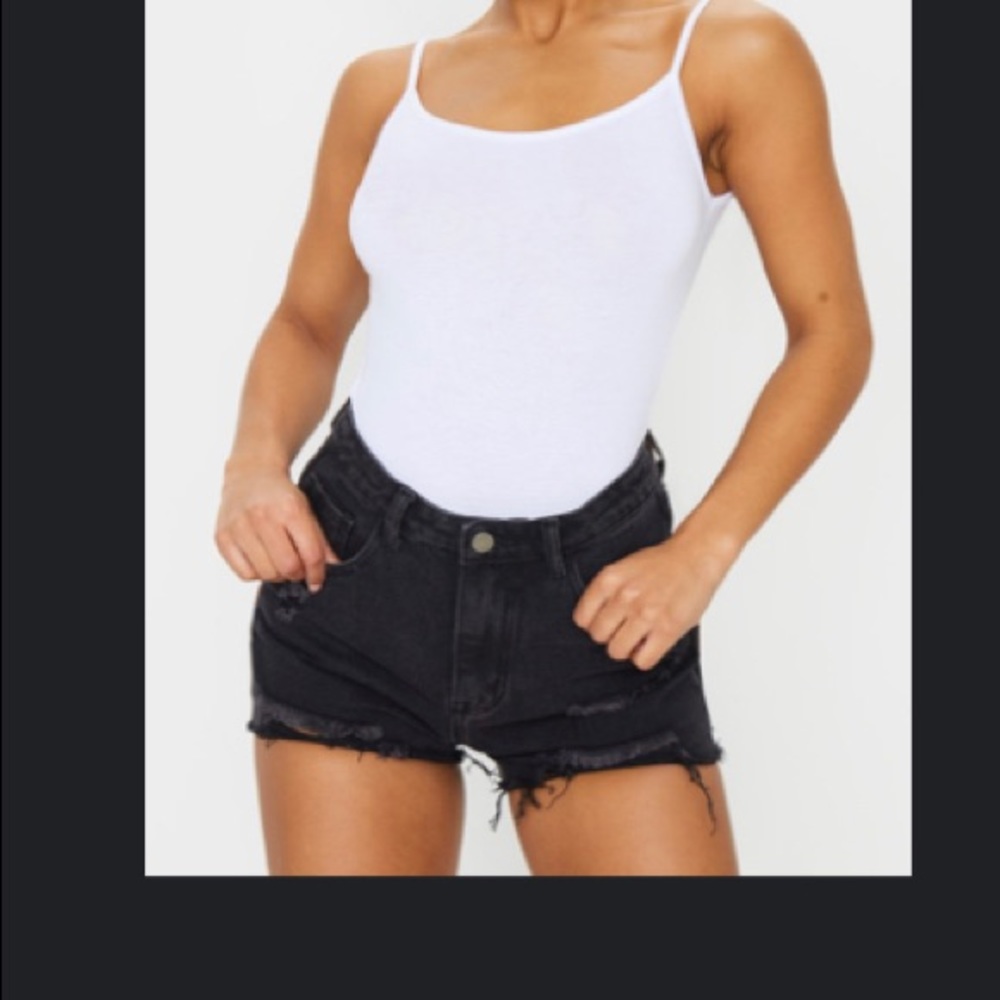 PLT Black Distressed Ripped Jean Shorts
